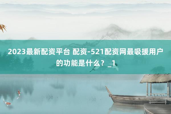 2023最新配资平台 配资-521配资网最吸援用户的功能是什么？_1