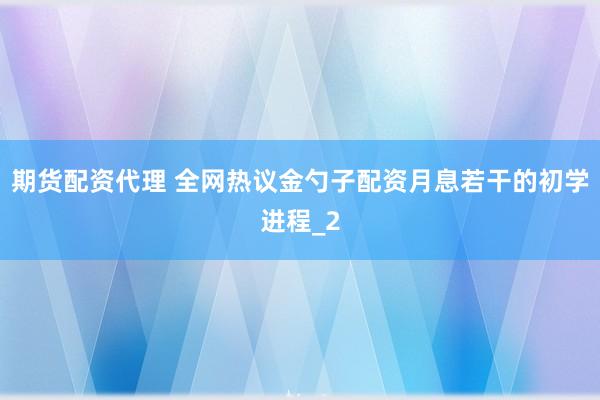 期货配资代理 全网热议金勺子配资月息若干的初学进程_2